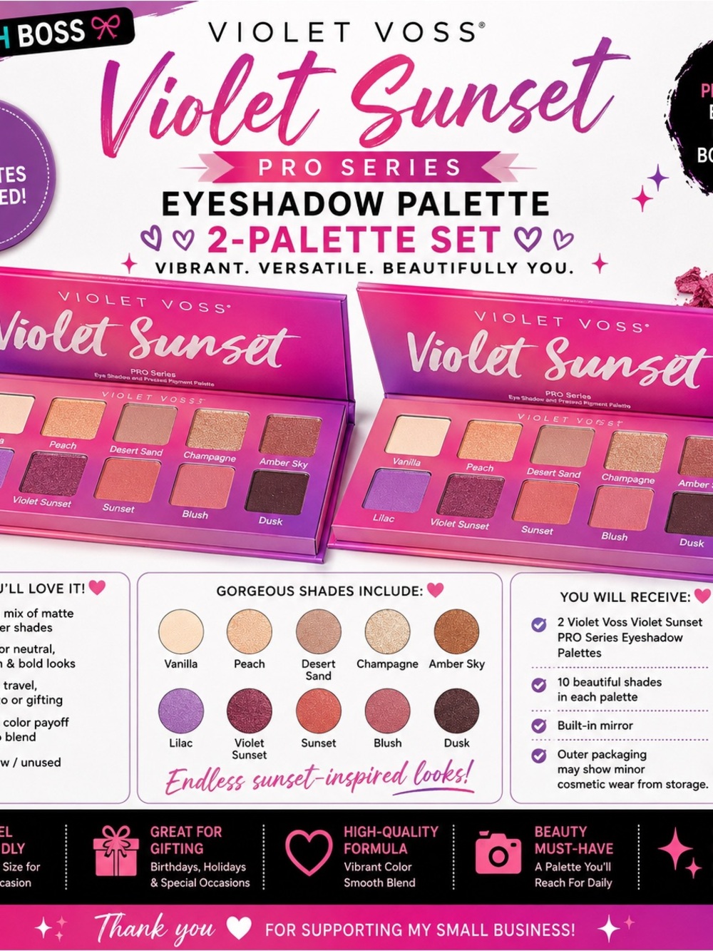 Violet Voss Violet Sunset Eyeshadow Duo — Pink, Purple & Gold Sunset Shades